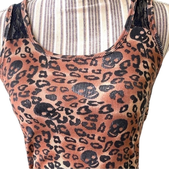 Eye Candy Tank Top, Size L, Skulls, Animal Print, And Black Lace. No Stains, EUC - Picture 3 of 5